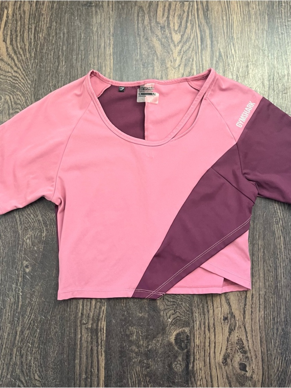 Gymshark Two-Tone Pink and Plum Cropped Athletic Top